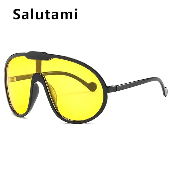 Oversized One Piece Shield Solglasögon För Dam Vintage Unika Vindtät Uv400 Solglasögon Herr Retro Pilot Gradient Glasögon black yellow as picture