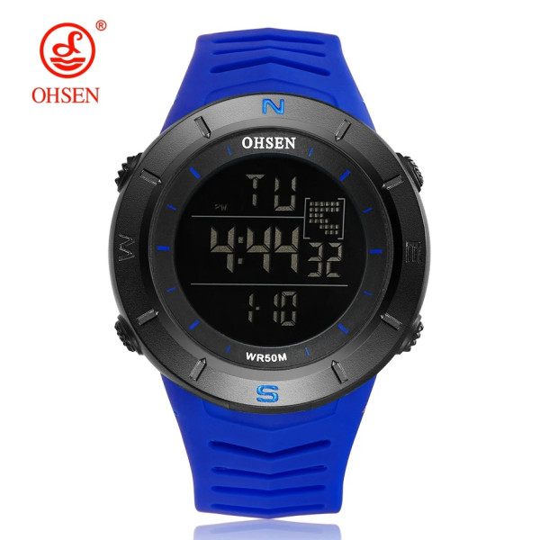 Digital watch Militär Vattentät Sport Märklockor Gult band 50M Dykning Mode Elektroniskt armbandsur Taktiska manklockor Blue Black