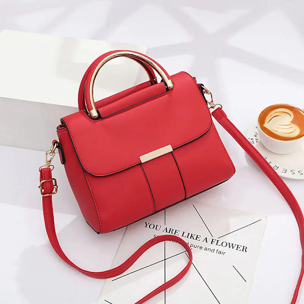 Enfärgad axelväska för kvinnor Mjukt läder Kvinnor Handväskor Trend Designer Stor kapacitet Fyrkantig Lyxmärkesväska Bolsas Red