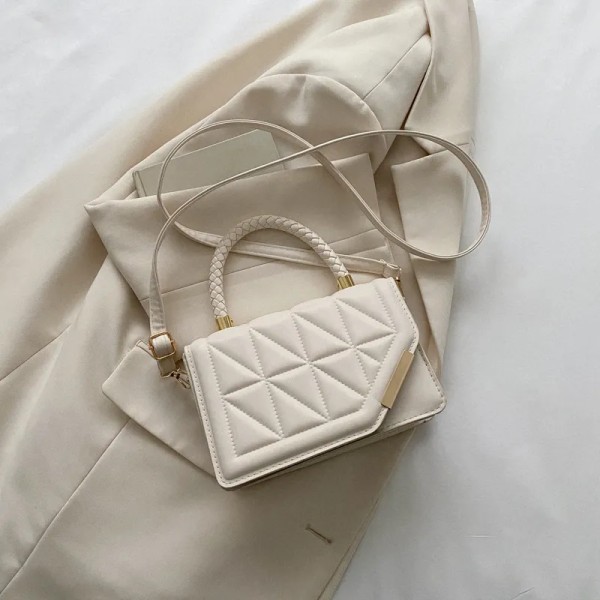 Nytt mode axelväska Rutigt PU-läder Damhandväskor Designer Crossbody-väskor för kvinnor White 20x13x7cm