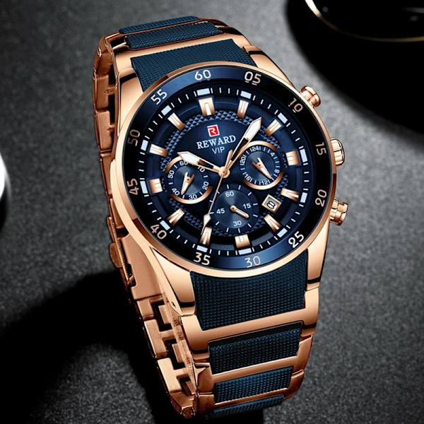 Belöning Sport Herrklockor Lyxmärke Lumious Hands Chronograph Man Armbandsur Herr Vattentät Full Steel Montre Homme 2021 silver black tool