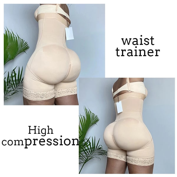 Högkompression Skims Shapewear Bodyshaper Magkontroll Höftlyftare Fajas Colombianas Butt LifterBody Shaper Framkrokar Beige 4XL