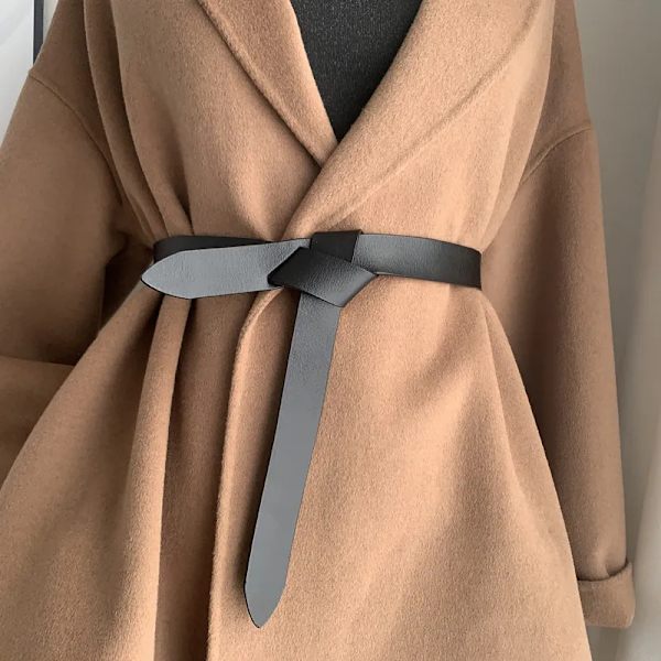 Nytt mode Läder Kvinnor Bälte Designer Metallspänne Midjerem Allmatch Dam Klänning Kappa Tröja Dekorativt knuten midjeband Styles 4 Black 120cm