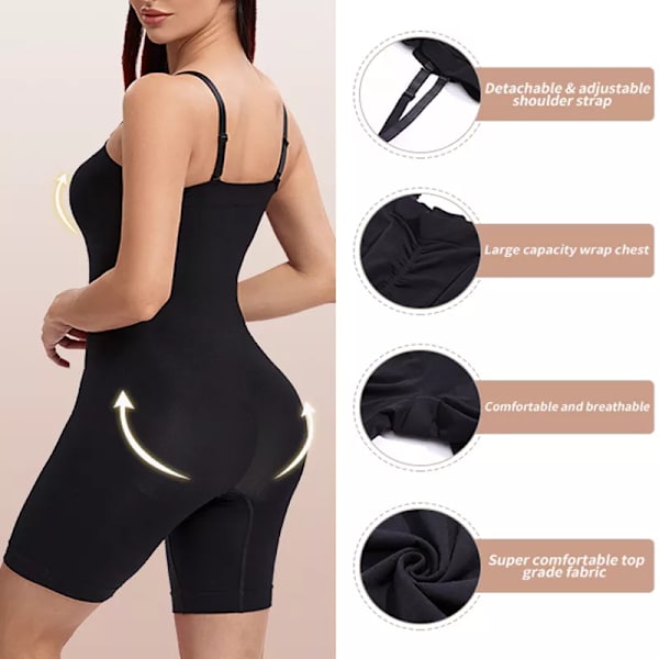 Kvinnor Body Shapewear Helkroppsformare Magkontroll Bantning Slida Butt Lifter Push Up Lår Smalare Magformare Korsett Black M