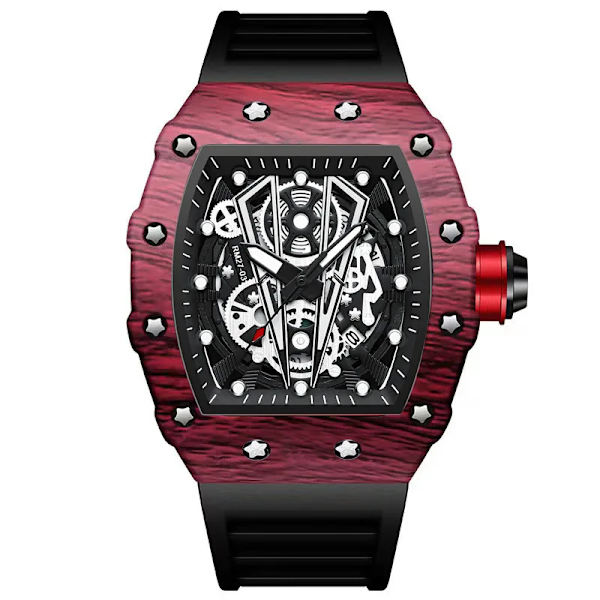 Ny design watch Mode Automatisk rörelse Fat Lysande Vattentät klocka Sport Mans Silikonarmband Quartz Armbandsur style 8