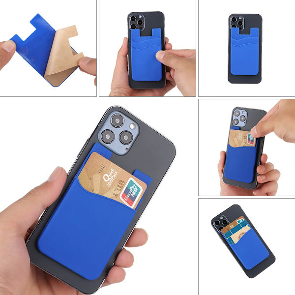 1PC Mode Silikon Case Självhäftande korthållare Universal Mobiltelefonficka Stick On Kreditkortsväskor Handväska grey