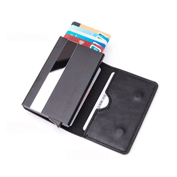 Bycobecy Anpassat namn Läderplånbok Herr Case Magnetkorthållare Smart Wallet Stöldskydds RFID-korthållare Name-Wooden Apricot