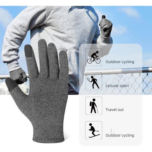 Vinterhandskar Thermal pekskärm Thermal vindtät varma handskar 1st Artrithandskar Kvinna Reumatoid magnetterapihandske style3 gray L