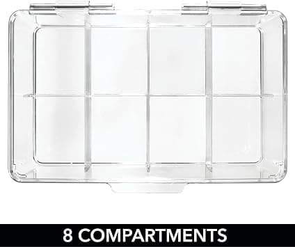 [zd]Transparent tebox med 8 fack - förvaringslåda i plast