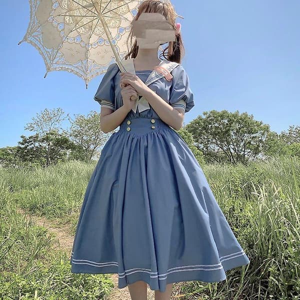 Cosplay-mekko opiskelijatyyliin SININEN[zd] BLUE M