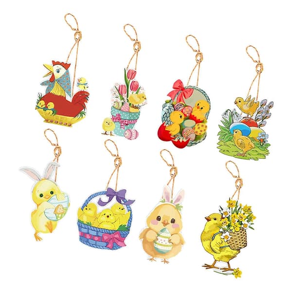2-4-pack 8 st påskdekorationer för hemmet Hängande prydnader för väggfönster[zd] 2 Pcs