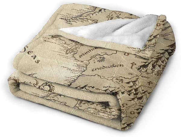 Midgårdskort Ringenes Herre Ultramyk mikrofleece tæppe til sofa, plys tæpper 60x50in 150x125cm