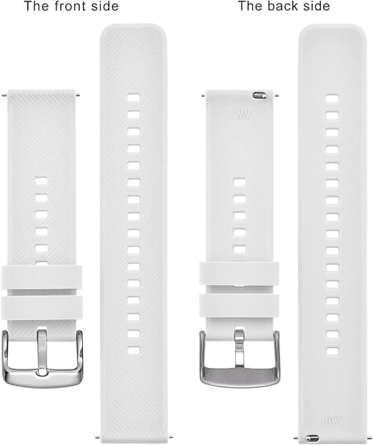 1st Klockarmband 20mm, Snabbfäste Silikon Klockarmband för Män Kvinnor, vit