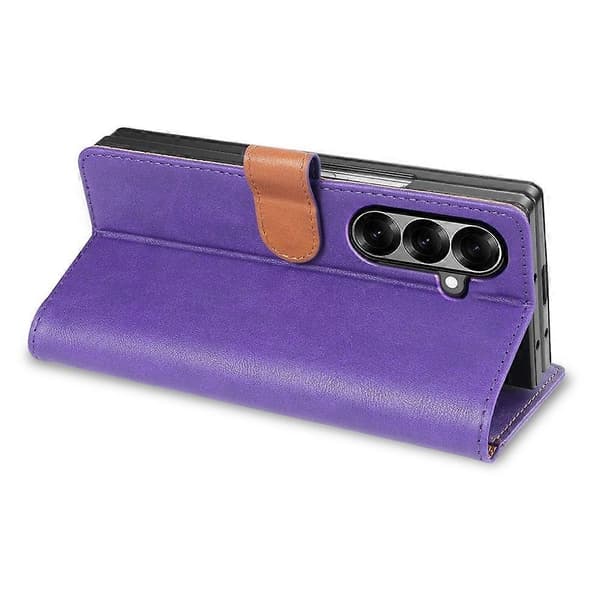 Kompatibel med Samsung Galaxy Z Fold7 5G Ställfodral PU Läder Plånboksfodral S Purple