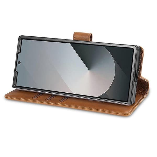 Kompatibel med Samsung Galaxy Z Fold7 5G Ställfodral PU Läder Plånboksfodral S Brown