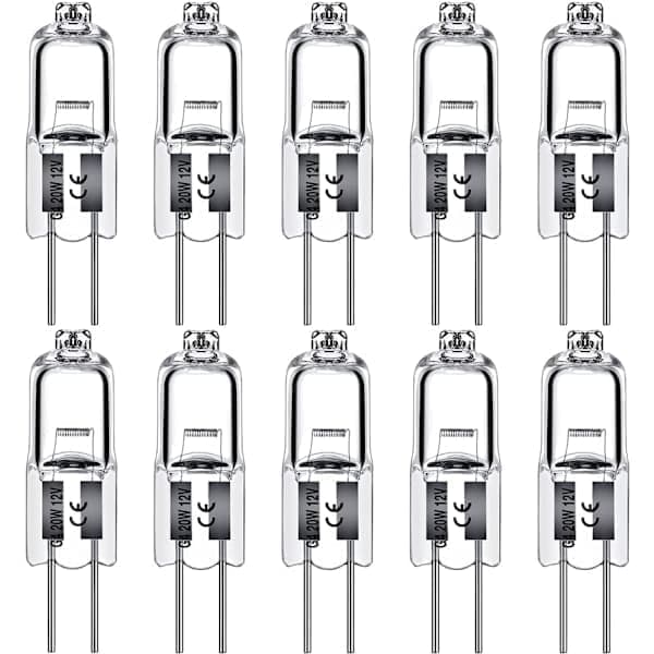 [zd]10-pakning G4 halogenpærer 10W 12V - Varmhvit
