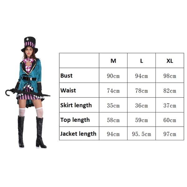 Halloween Cirkus-tryllekunstnerkostume til kvinder M