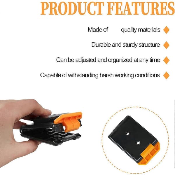 Clip Tech Hubs til ClipTech-poser, værktøjsbælteclips til TOU-CT-modeller ClipTech-poser 6 stk. Black