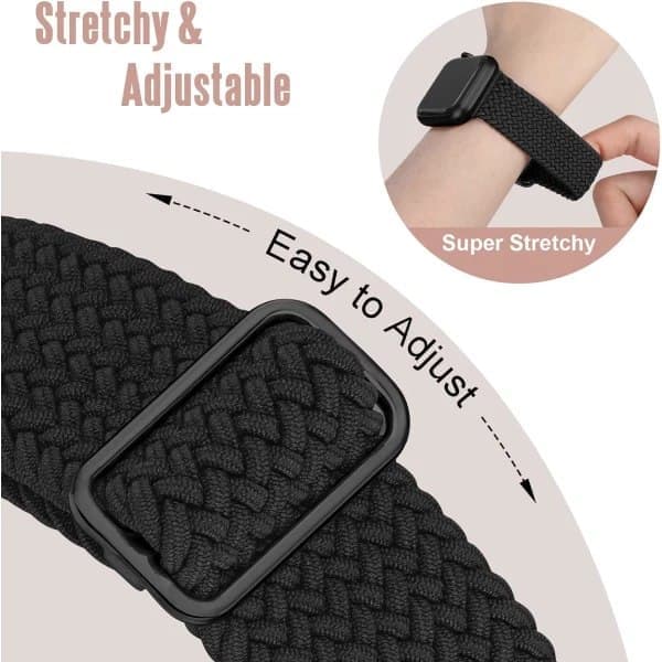 [zd]3-pack flätade Solo Loop klockarmband - kompatibla med Apple Watch 38mm/40mm/41mm, elastiskt nylonband A