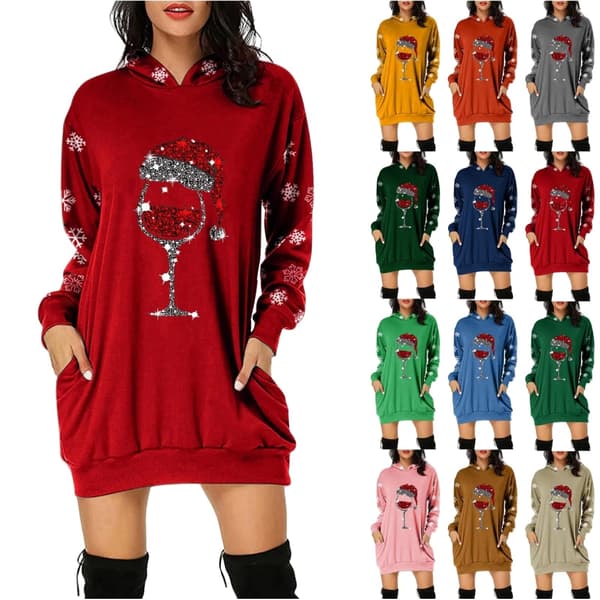 Julekjoler til kvinder Sweatshirtkjole Julemandstøj Vestidos Para Navidad De Mujer Festlig Sweater Grå Gray M