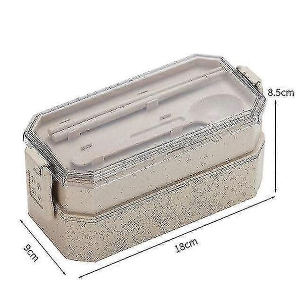 1 stk Mikrobølgeovn Matboks Hvetehalm 2-lags Servise Matbeholder (beige)[zd]