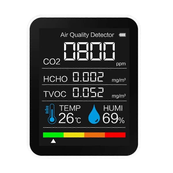 [zd]5-i-1 CO2-måler 400-5000 PPM Sensor Kuldioxid Detektor Luftkvalitetsmåler jy White