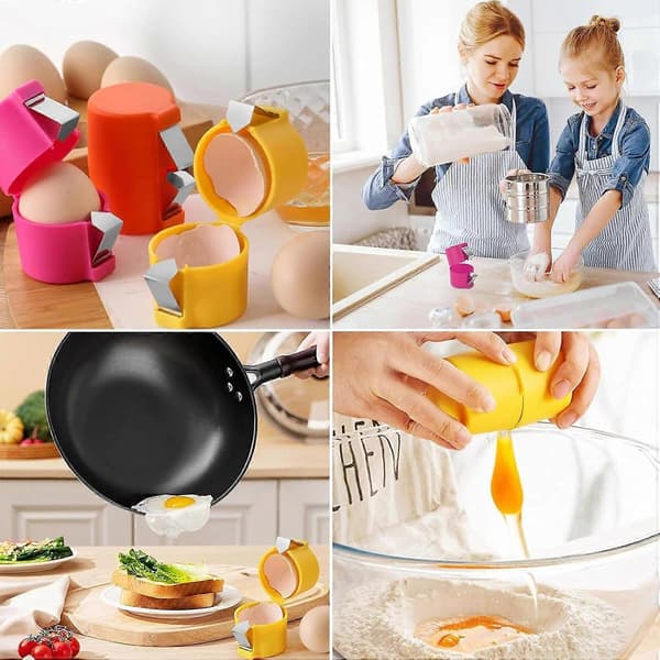 Eggeskallåpner, 5 stykker enkel eggknekker, eggåpningsverktøy (oransje, rosa, gul)