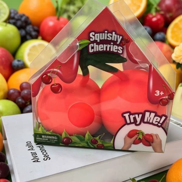 [zd]Simulation Cherry Squeeze Toy Slow Rebound Fruit Fidget for Stress Relief 1pc B