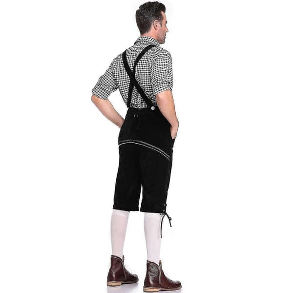 Lederhosen Oktoberfest Kostume til Mænd Bayersk Ølmand Cosplay Sort Black L