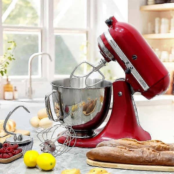 Tilbehør i rustfritt stål til KitchenAid 4,5-5 Qt kjøkkenmaskin med vippehode - 6-tråds visp og flat visp inkludert Silver