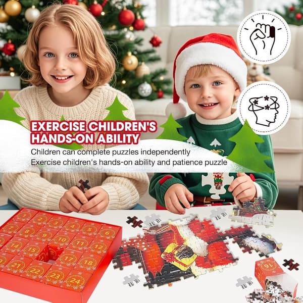 Adventskalender 2026 Puslespill Med 1008 Biter 24 Dagers Nedtelling Til Jul For Voksne Og Barn