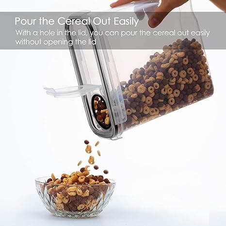 4L Cereal Storage Containers - Airtight Flip Top Lids, BPA Free, Clear Plastic with Labels