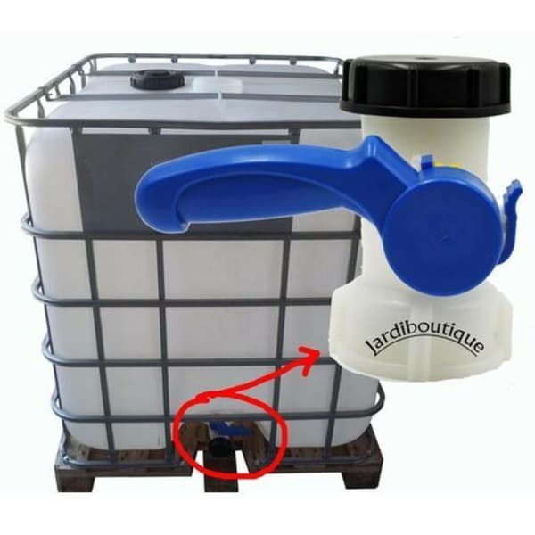 [zd] Ventil for 1000 liter 2\"/62 mm tankventil Integrert plast DN40 (62 mm)