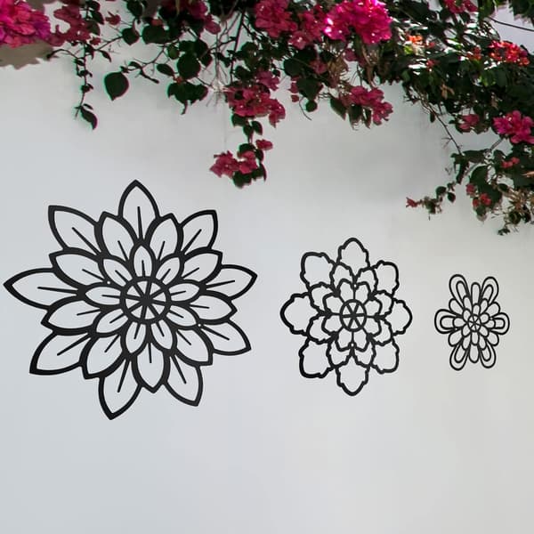 3-delad väggdekoration i metallblommor, rustik väggkonst i metall