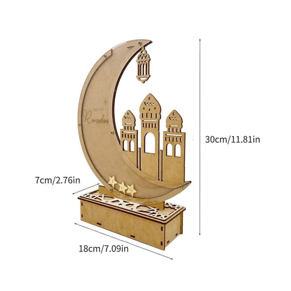 Ramadan Mubarak Eid-dekorasjoner Lysende trestjerne måne lys borddekorasjon Ramadan nedtellingskalender lys flerfarget E five pointed star