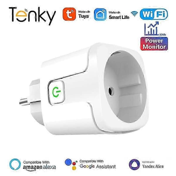 Tuya WiFi Smartkontakt EU 16A/20A med Strømovervåking Smartplugg Uttak