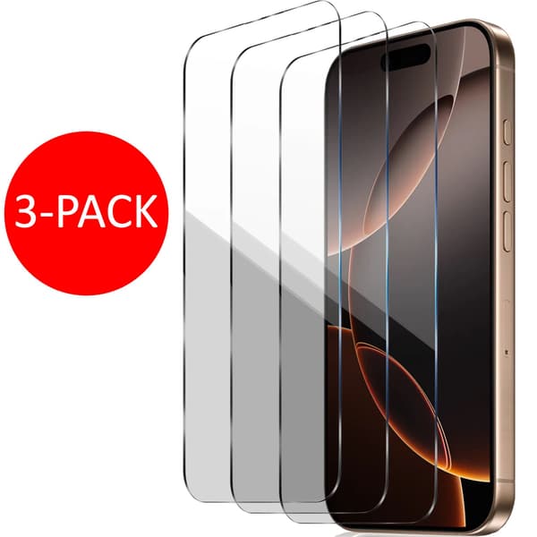 3-pack iPhone 16 Pro Skärmskydd Härdat Glas Premium Transparent transparent usb-c