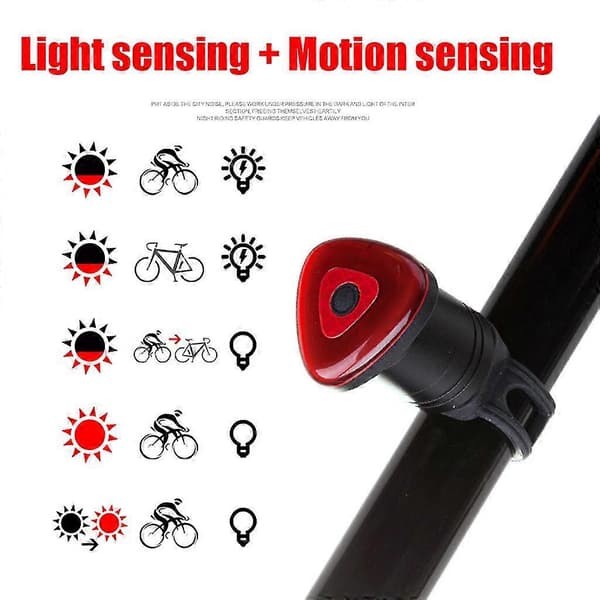 Vattentät Cykel Smart Bromsljus Sensor Led Usb Bakljus Ny