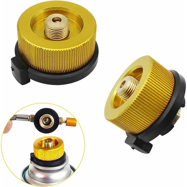 2 stk. Camping Gassflaskeadapter Gasskonverteringshode Adapter Dyseforbindelse Gasskomfyrventil Butanbeholderadapter Skru på