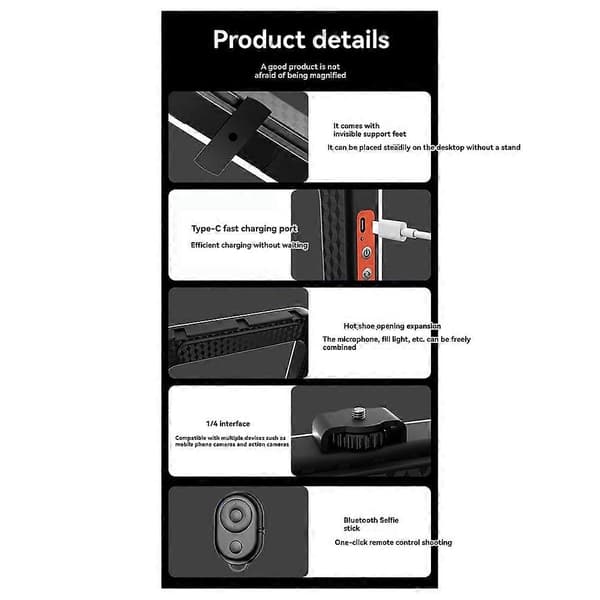 Handheld Ring LED Fill Light Rechargeable Portable Phone Live Broadcast Photography Selfie Lamp with BT Remote Control