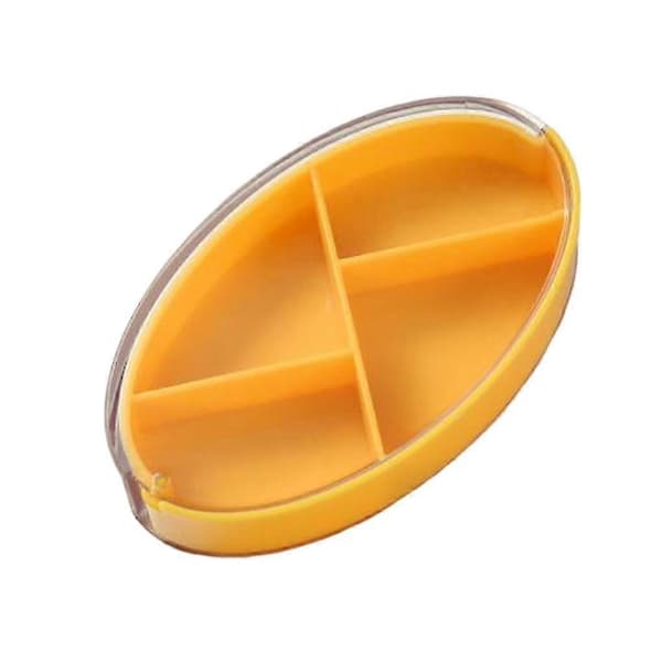 Pilleæske Bærbar Roterbar 4 Gitre Tablet Forseglet Dispenser Sukker[zd] Yellow