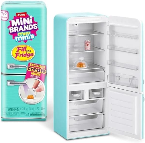 [zd]Minikylskåp + 2 kapslar, Fyll kylskåpet-set, Mini Brands blue