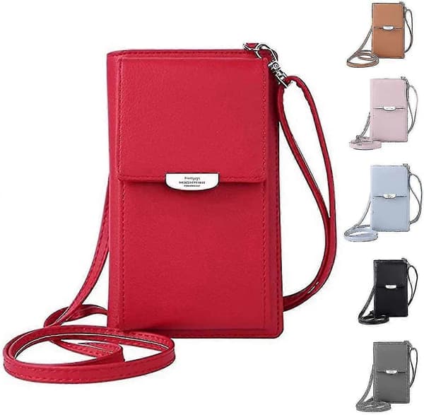 Dame Messenger Mobiltelefonveske, Skinnlommebok Red