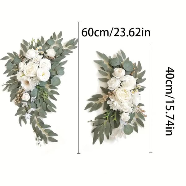 [zd]Kunstig blomsterbue til bryllup (et sæt) Velegnet til bryllupsdekoration, ceremoni og receptionsbaggrund (hvid)