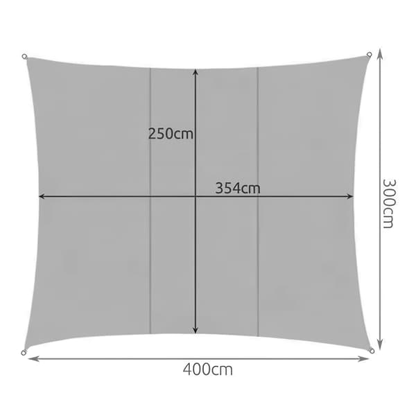 Solseil / Seilduk - Vanntett - 4x3 m - 180g/m2 Grey gray