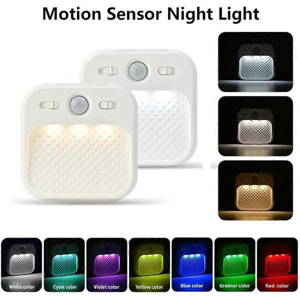 Bevegelsessensor LED Nattlys Smart Bevegelsessensor Nattlys 3 Farger