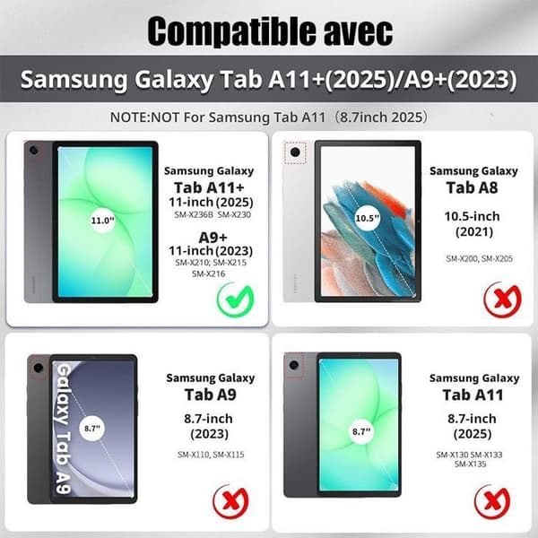 Etui + hærdet glas til Samsung Galaxy Tab A11 Plus / A9 Plus, stødsikker ridsefast - blå Blå