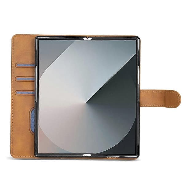 Kompatibel med Samsung Galaxy Z Fold7 5G Ställfodral PU Läder Plånboksfodral S Brown
