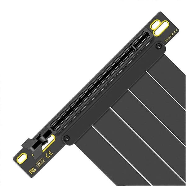 PCIe 4.0 X16 Riser-kaapeli - Nopea joustava GPU-jatkokaapeli 90 asteen sovittimella, RTX4090, RTX4080, RX7900XTX, A Musta Black 35Cm