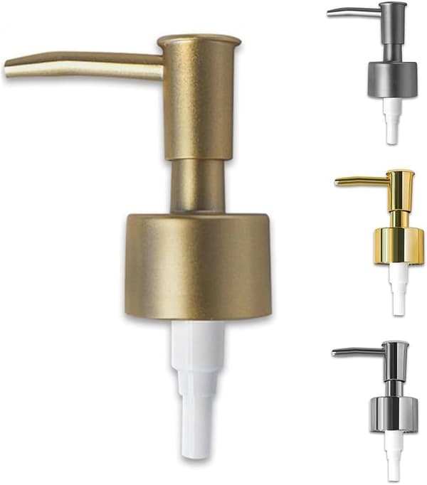 Erstatningspumpe til Sæbedispenser, Erstatningspumpe til Sæbe- og Lotionsdispenser, Top til Håndsæbedispenser til Lotionsflaske (Børstet Guld)